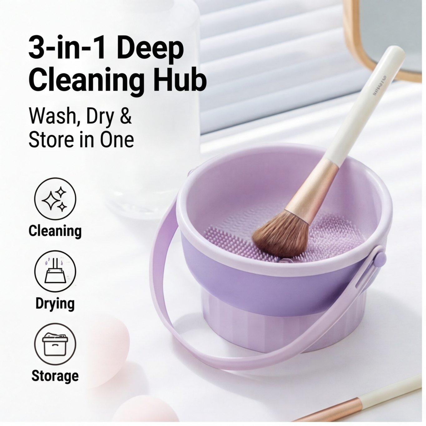 Beauty Makeup Kit - Silicone Makeup Brush Cleaning Bowl, Beauty
