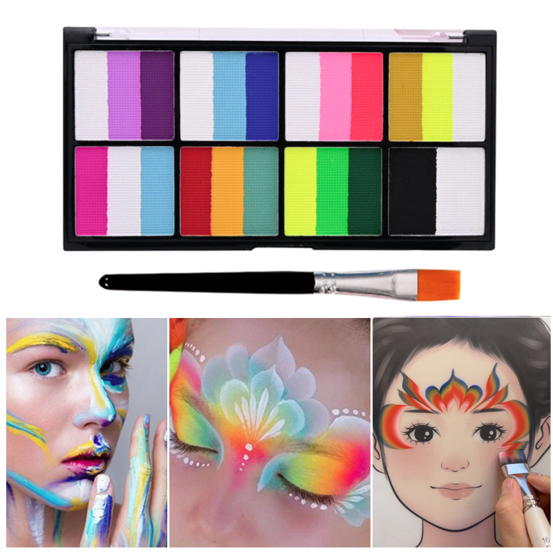 Beauty Makeup Kit For Kids - Water-Soluble Rainbow Palette Face Paints Body