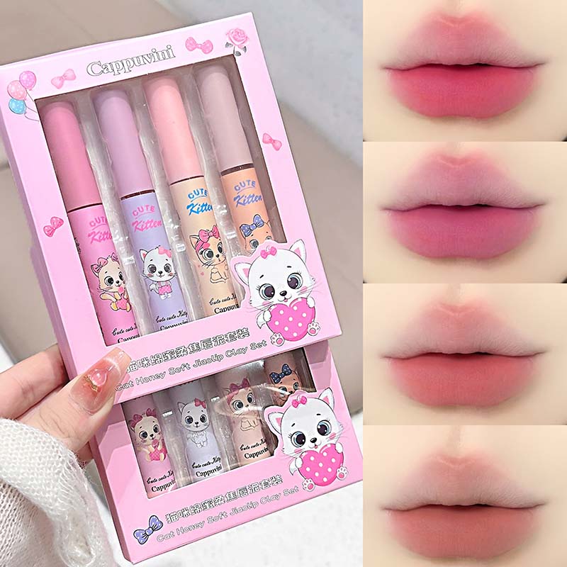 4-Pack Pink Cat Mist Lip Mud S - J Beauty Makeup 评论和价格