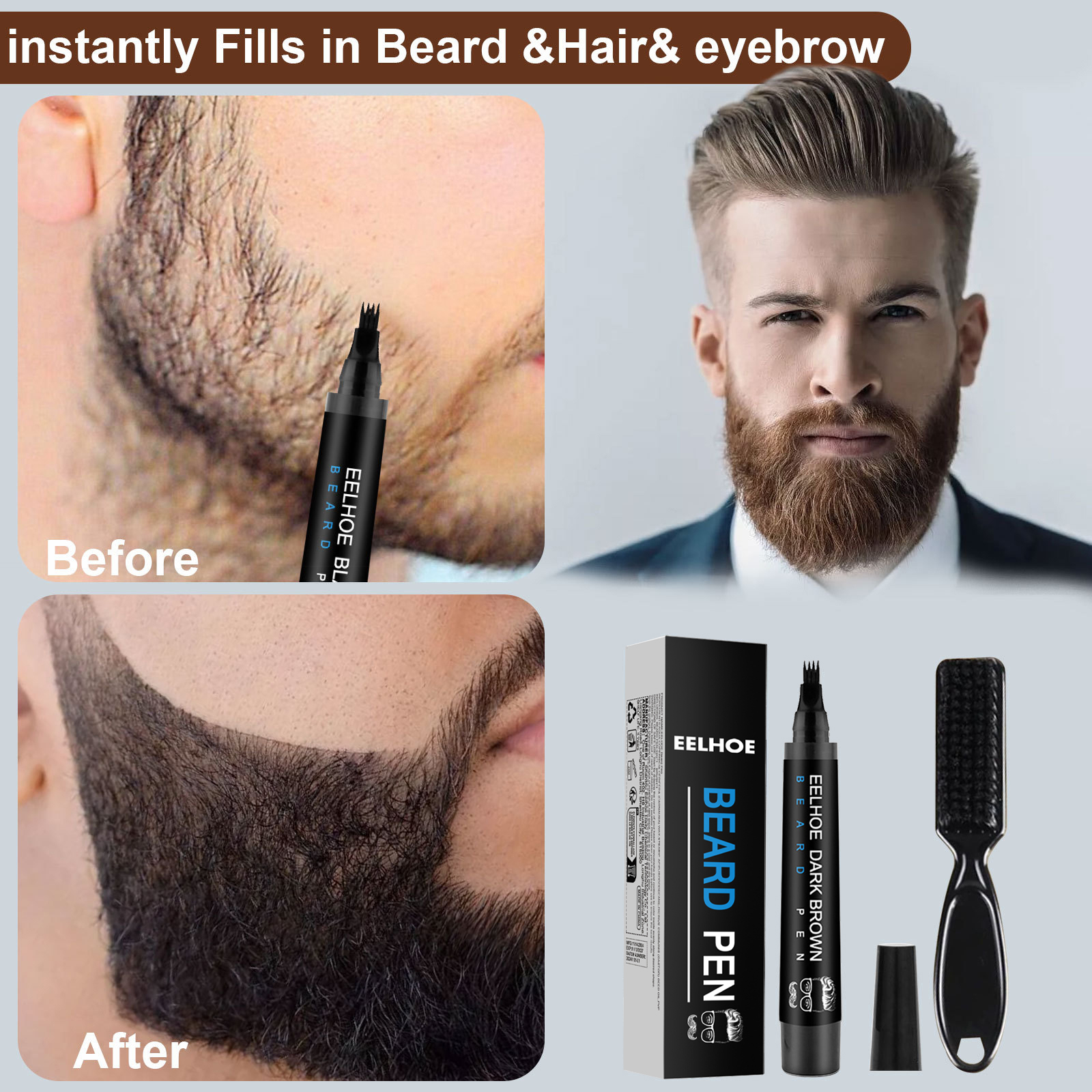Beard Fillering Pen Kit Thicke - Beauty Makeup Kit 评论和价格