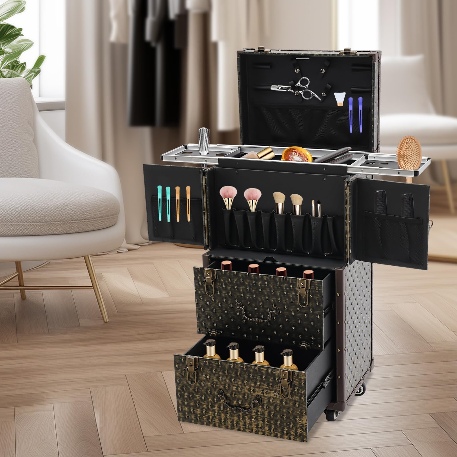 Rolling Lockable Makeup Train  - Beauty Makeup Case 评论和价格