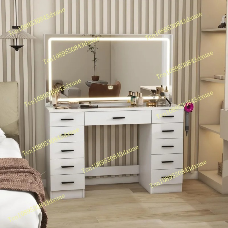 Glass Top Makeup Table with Mi - Beauty Makeup Light 评论和价格