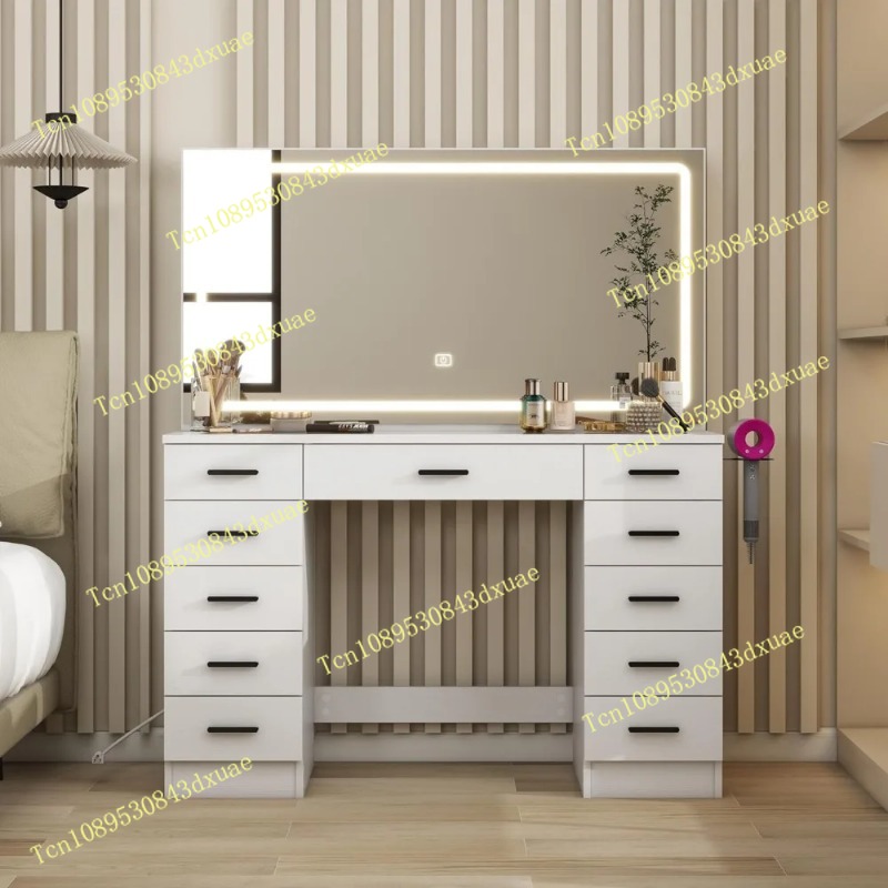 Glass Top Makeup Table with Mi - Beauty Makeup Light 评论和价格