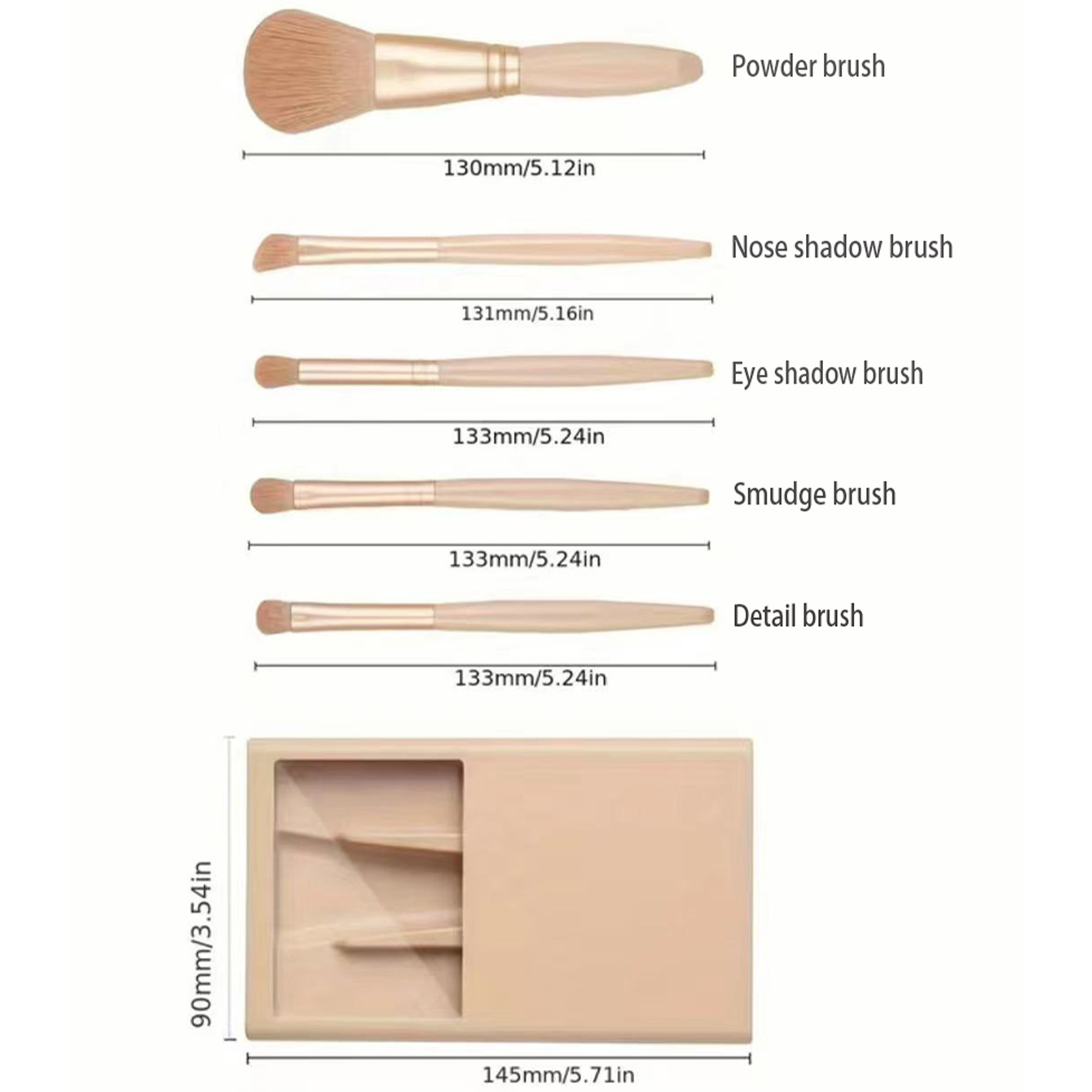 5pcs Cosmetic Brush Kit With M - Beauty Makeup Case 评论和价格
