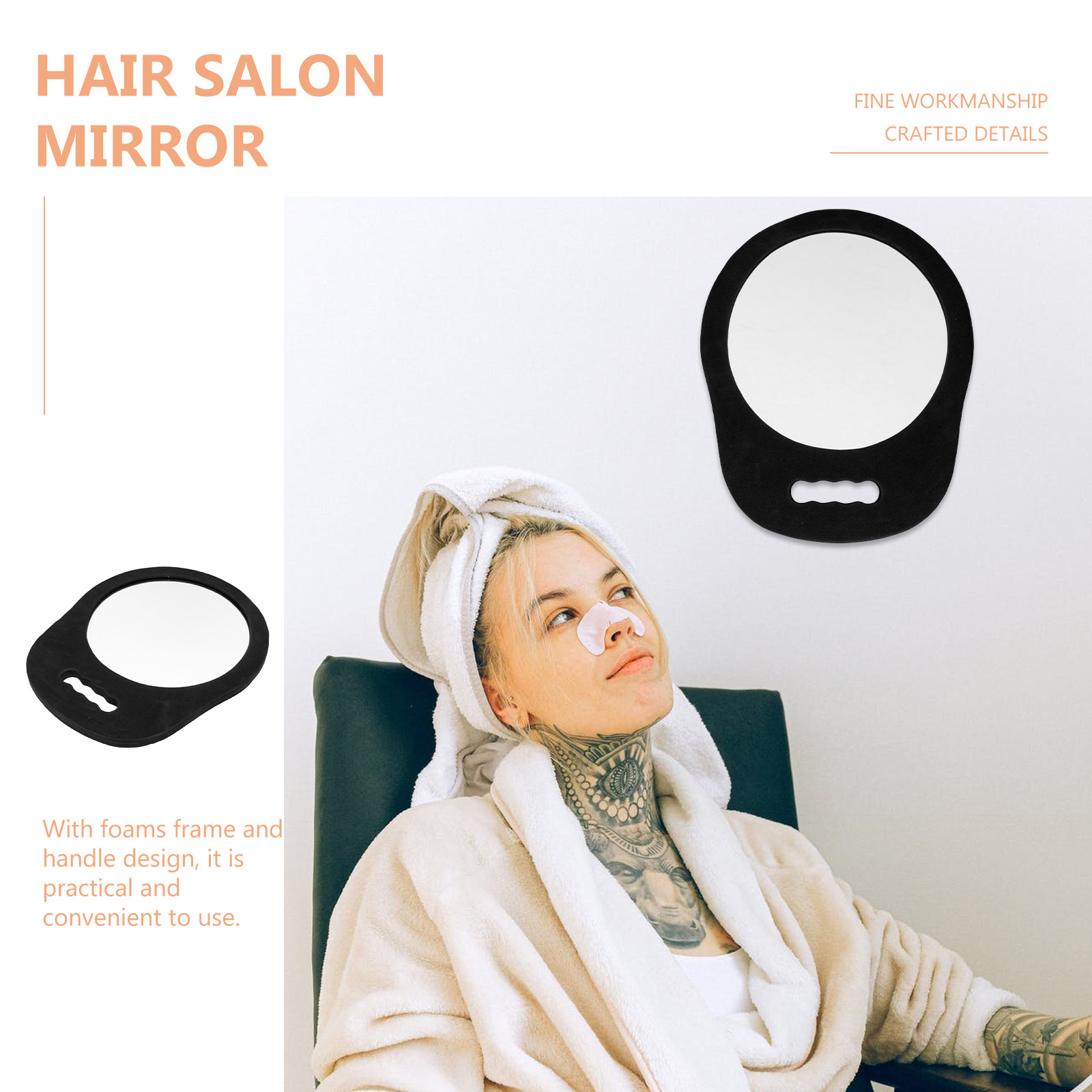 Round Foam Frame Handheld Mirr - Beauty And Makeup Studio 评论和价格