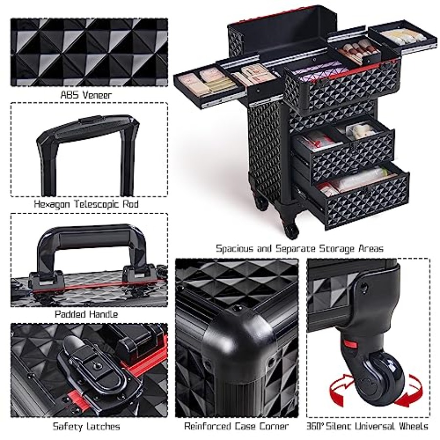 Rolling Makeup Train Case with - Beauty Makeup Case 评论和价格