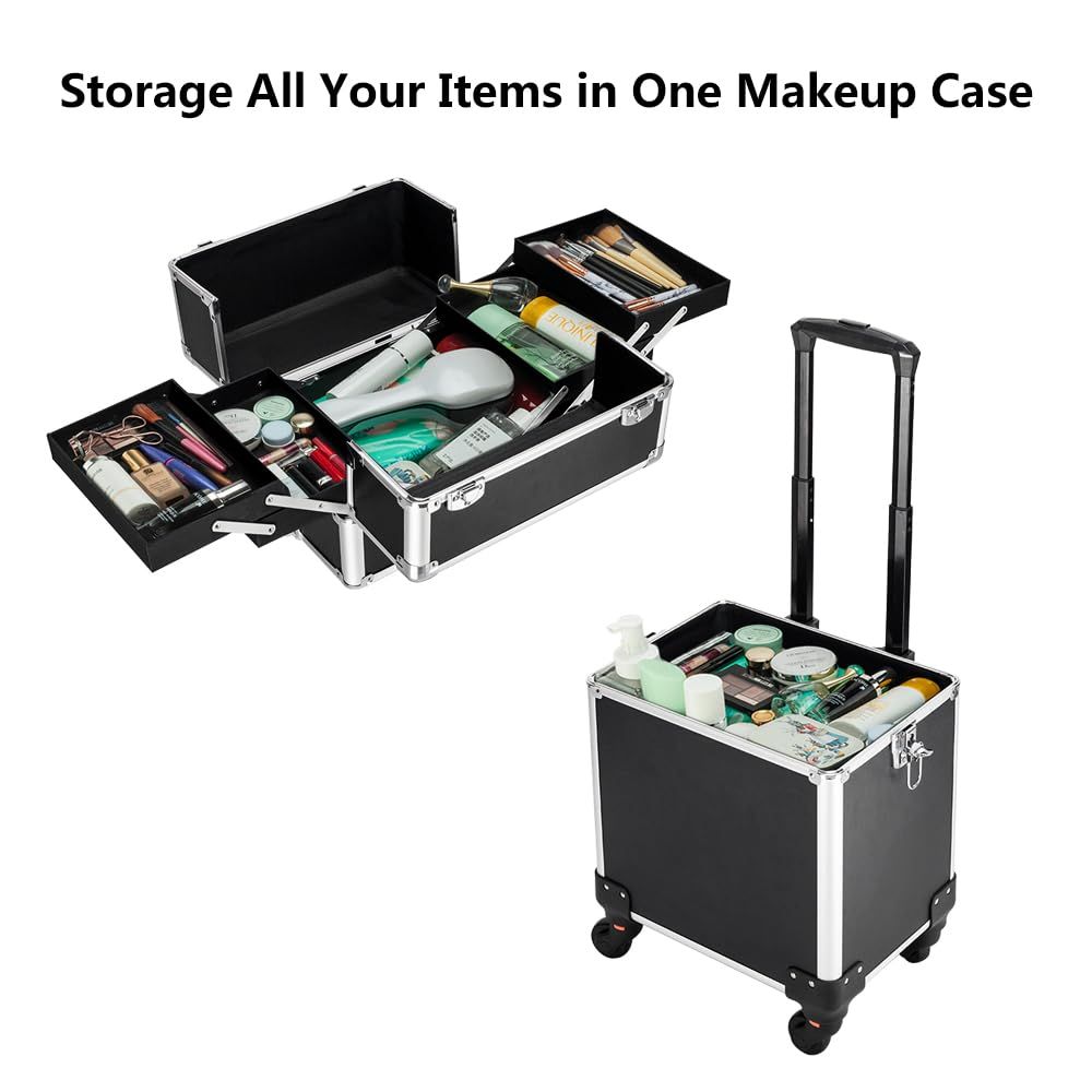 Aluminum 4-in-1 Rolling Makeup - Beauty Makeup Case 评论和价格