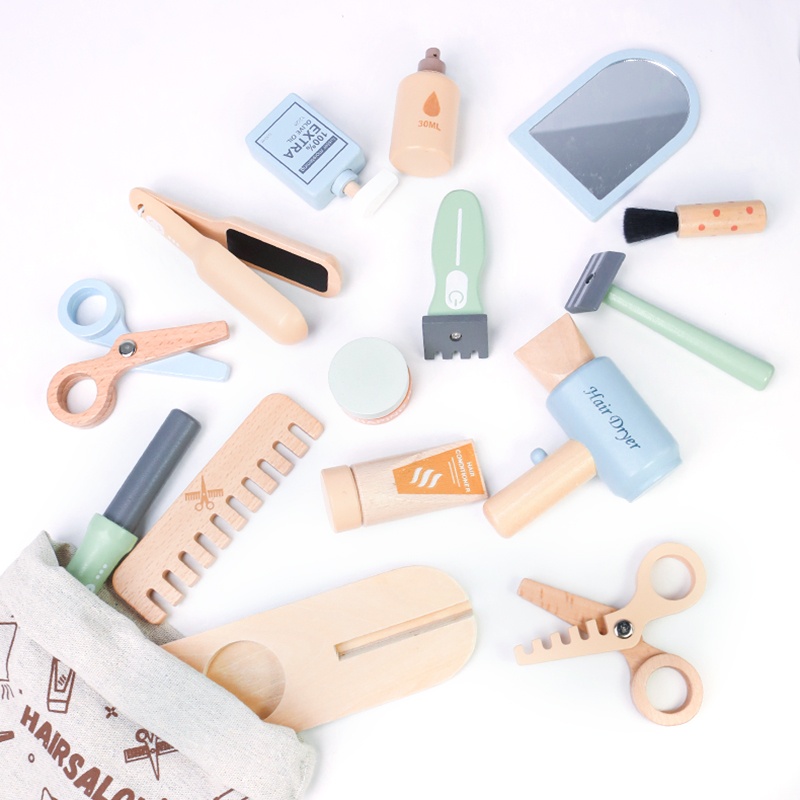 Wooden Pretend Hairdressing Ma - Beauty Makeup Kit For Kids 评论和价格