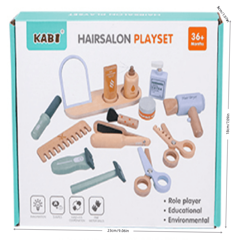 Wooden Pretend Hairdressing Ma - Beauty Makeup Kit For Kids 评论和价格